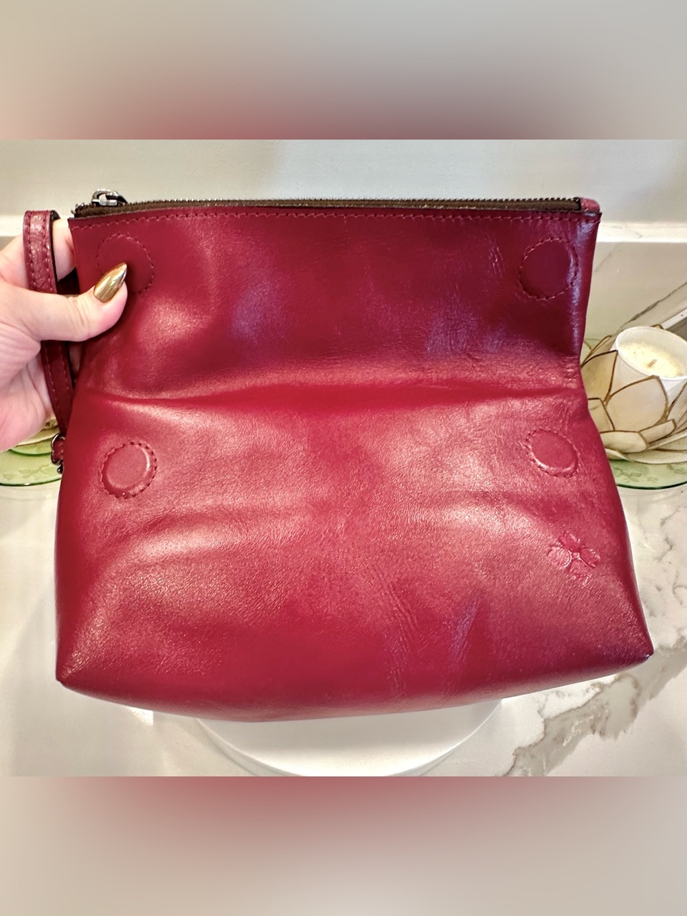 Patricia Nash Tooled Floral Motif Magenta Leather Wristlet/Clutch Purse - EUC - Picture 8 of 17